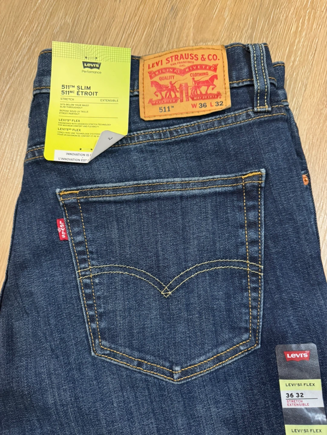 Levi’s 511 Men Slim Dark Denim Jeans Size 36x32 - photo 2