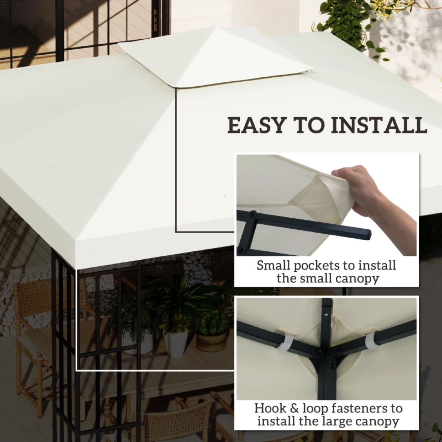 10' x 10' Square 2-Tier Gazebo Canopy Replacement Cover - photo 5