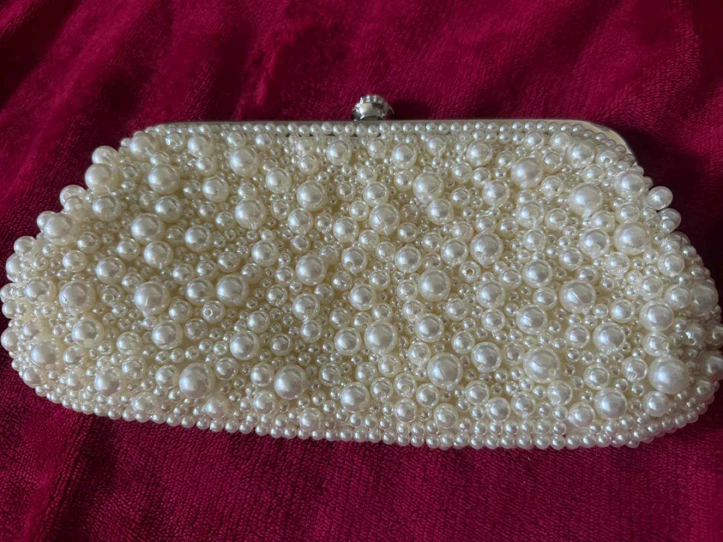 ⚽ Pearl beaded clutch with chain - photo 2