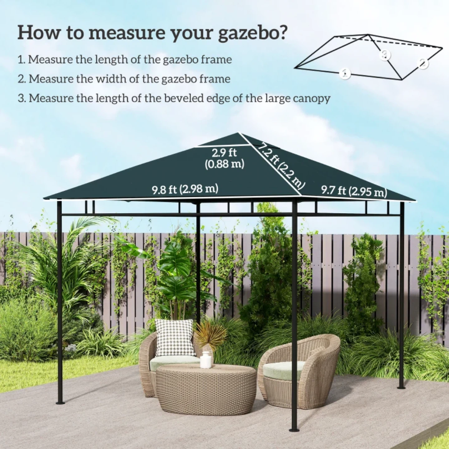 10' x 10' Square Replacement Gazebo Top Cover Only - photo 3