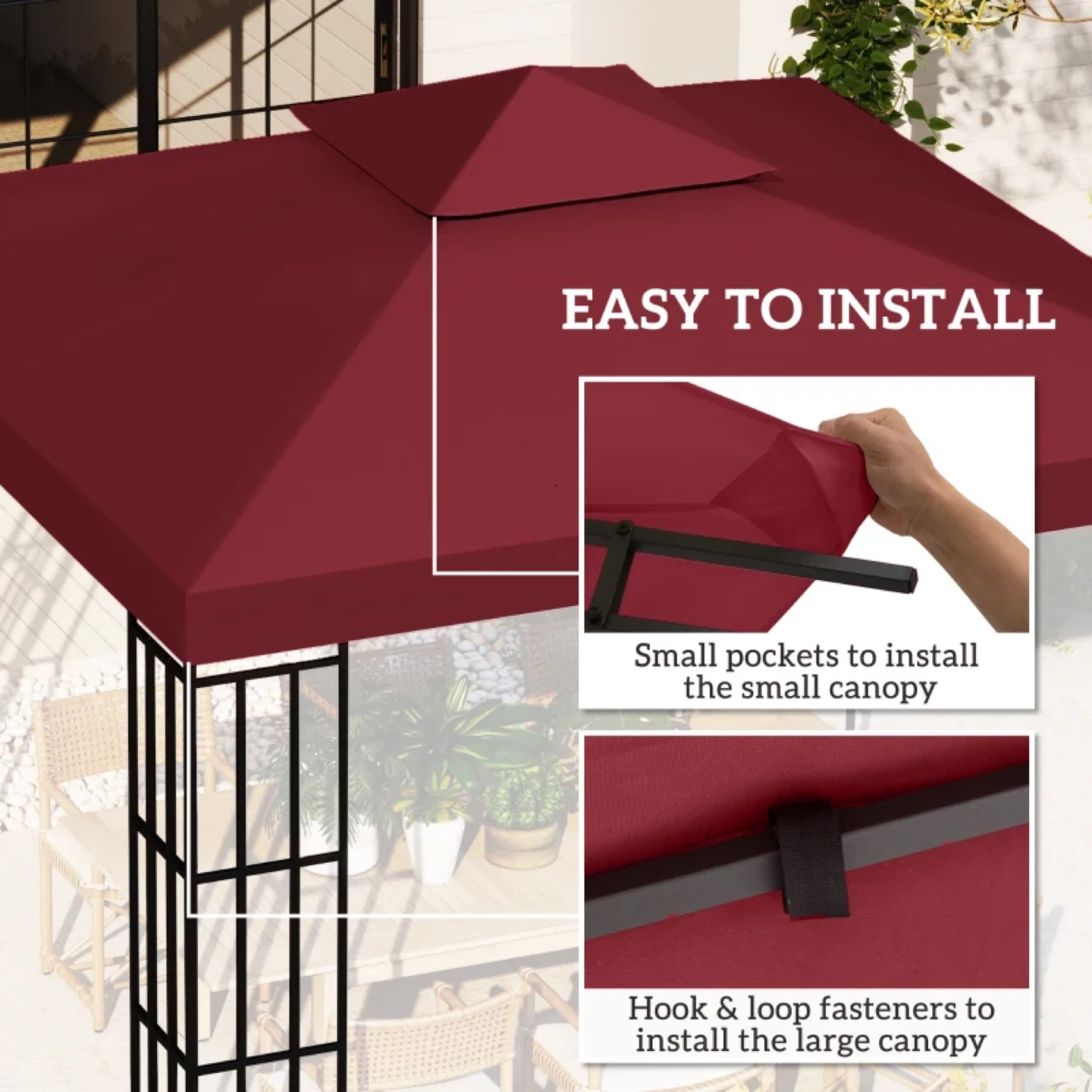 Replacement Gazebo Top Cover - Burgundy - photo 5