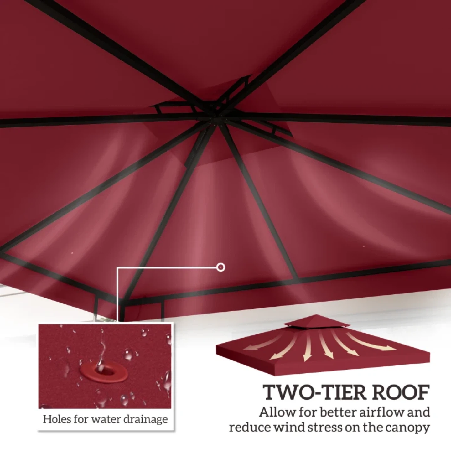 Replacement Gazebo Top Cover - Burgundy - photo 4