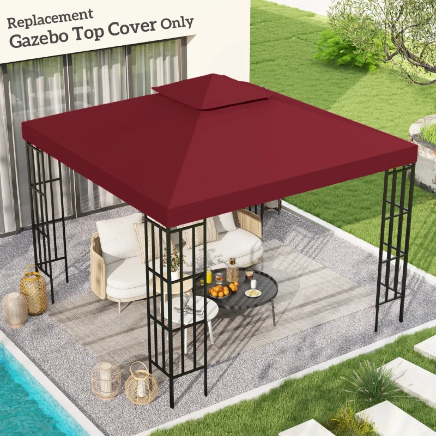 Replacement Gazebo Top Cover - Burgundy
