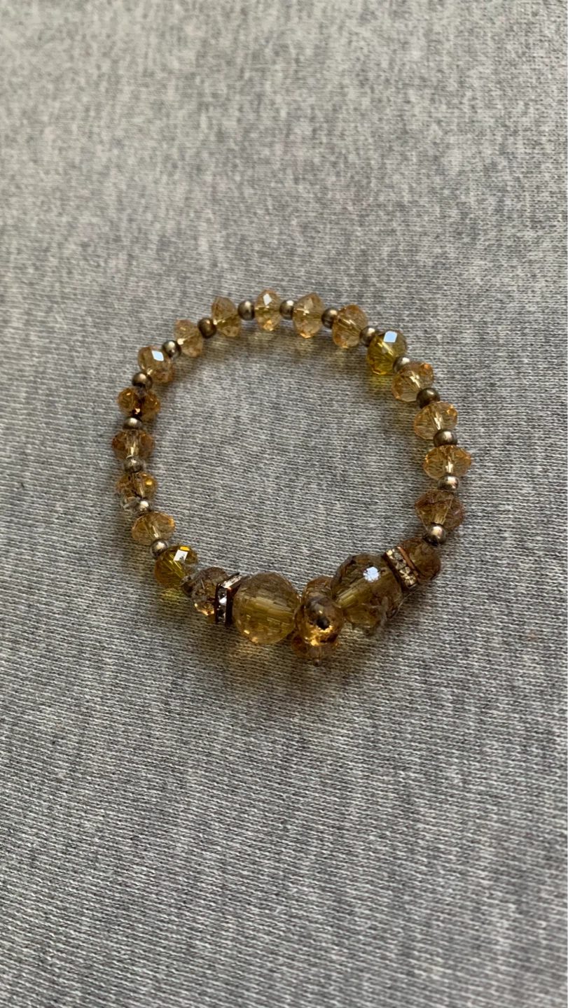 Small Beaded Stretch Bracelet - Amber Tones ⚽️