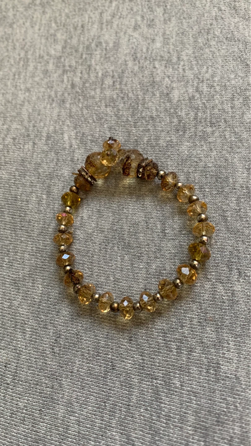Small Beaded Stretch Bracelet - Amber Tones ⚽️ - photo 2