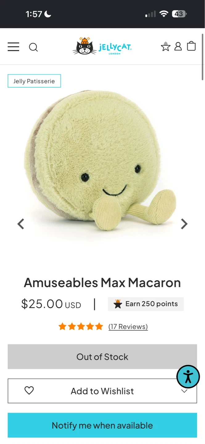 ⚽️Jellycat Amuseables Max Macaron Plush Toy