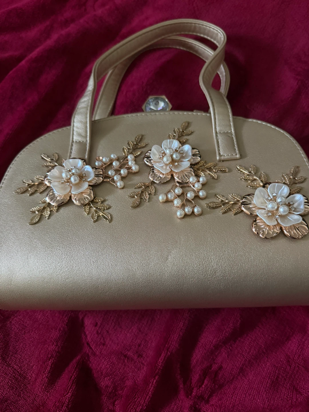 ⚽ Gold Evening Clutch Purse with Floral Embellishments - photo 5