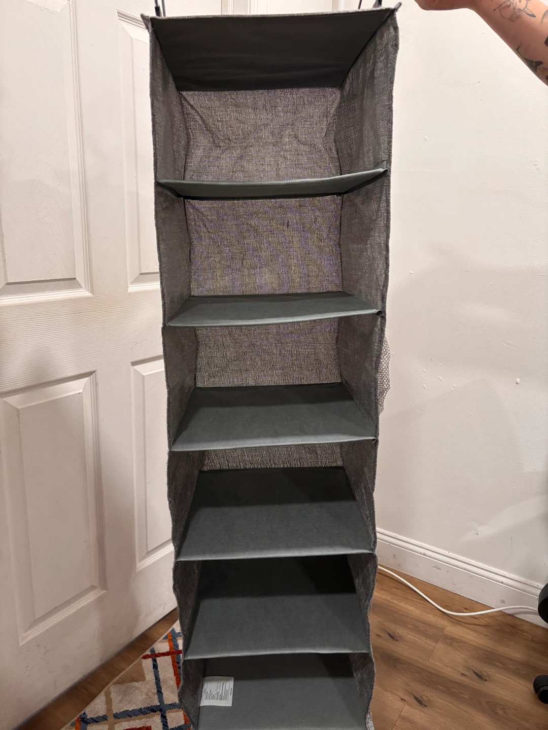 Grey Hanging Closet Organizer with 6 Shelves