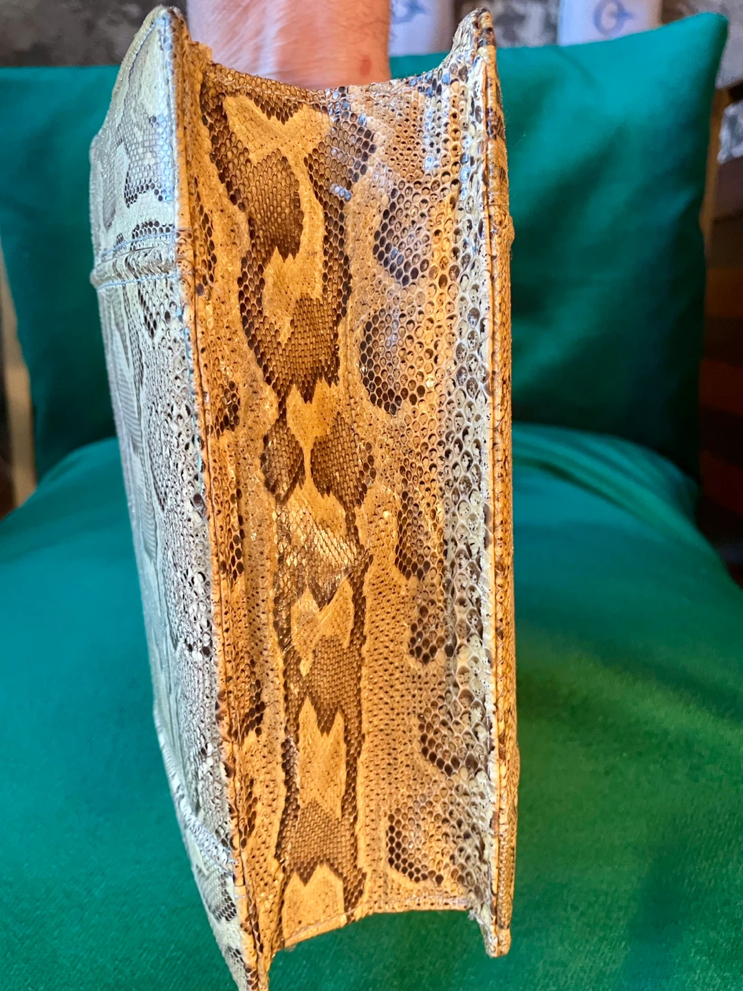 Python Skin Clutch Purse with Gold Clasp - photo 3