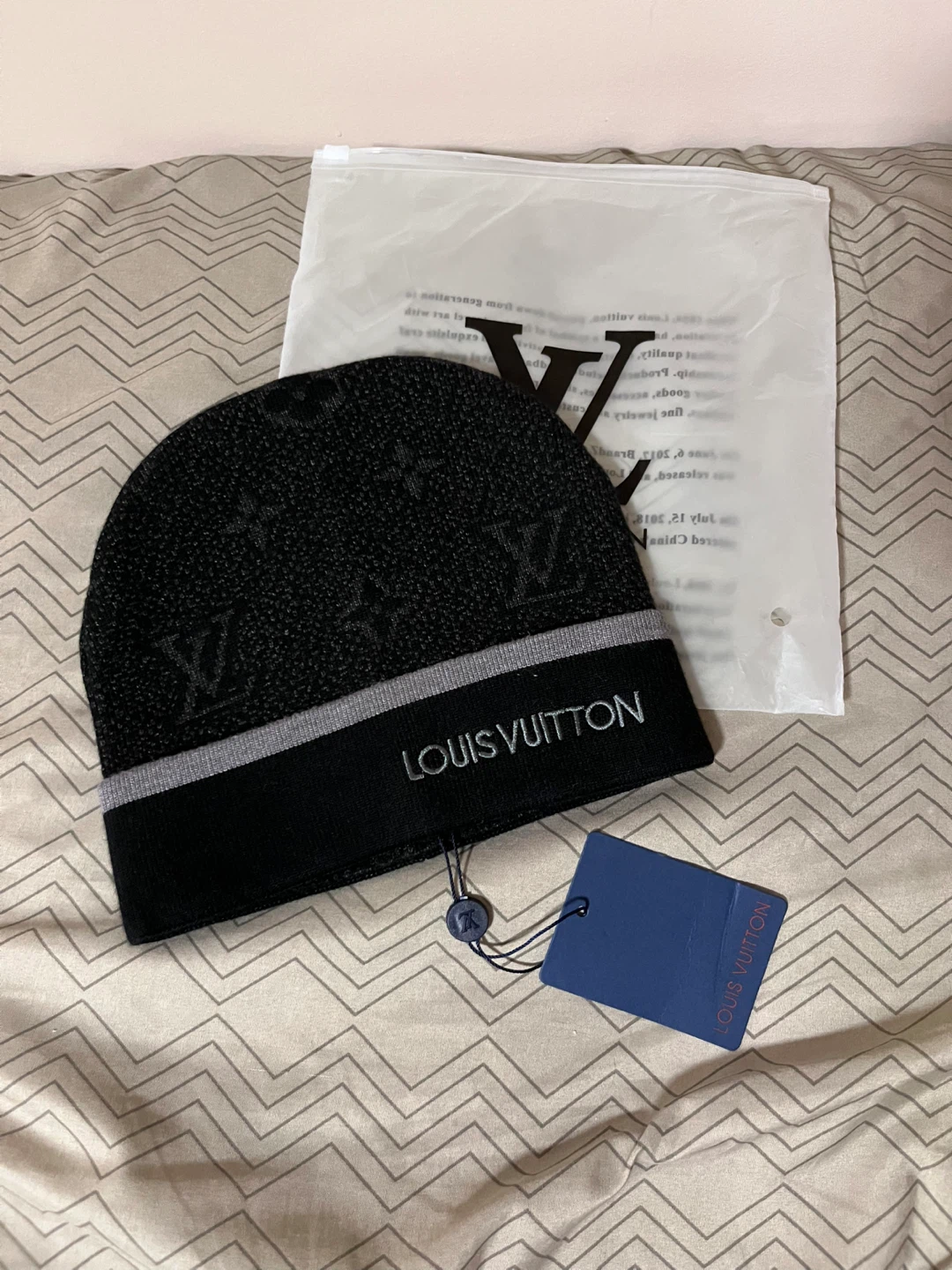 Louis Vuitton Beanie Hat Black Monogram