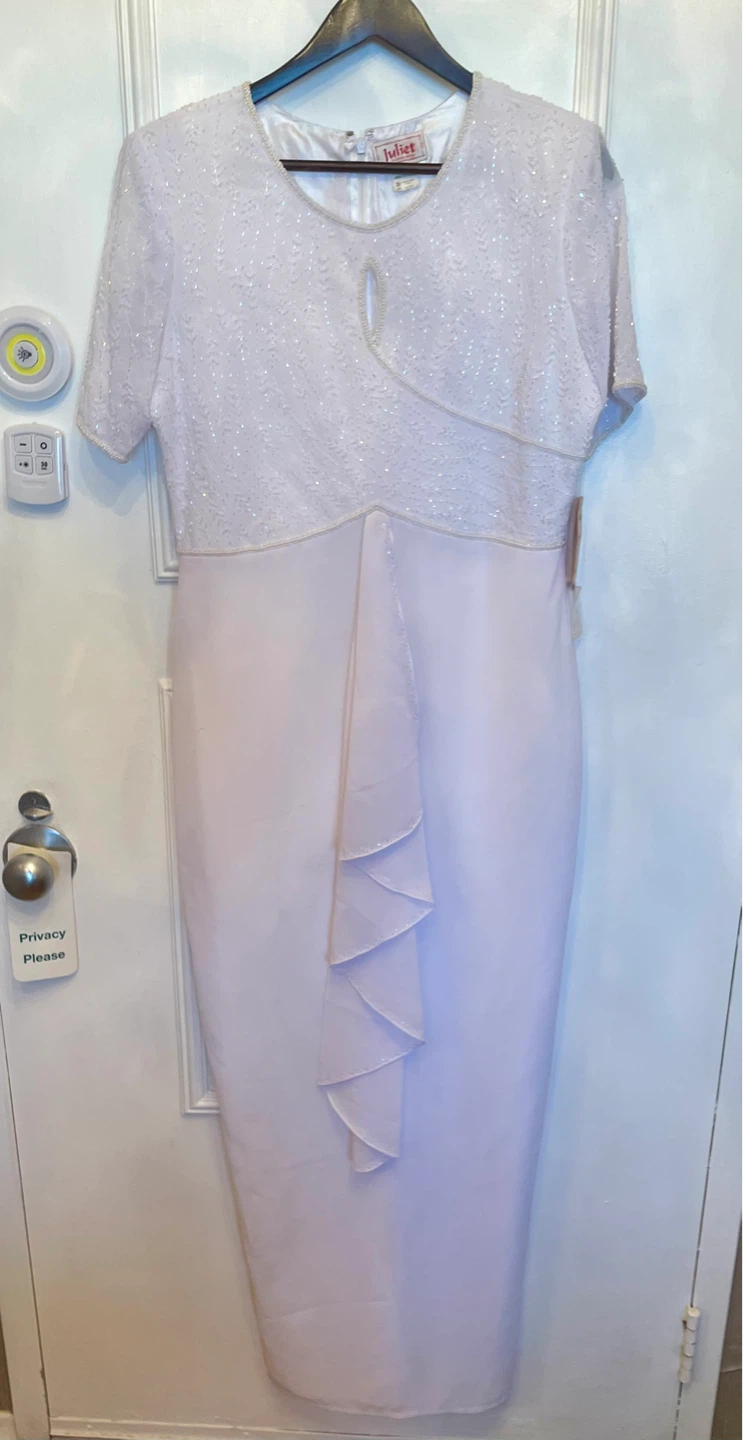 Juliet Evening Dress Beaded White Size Medium