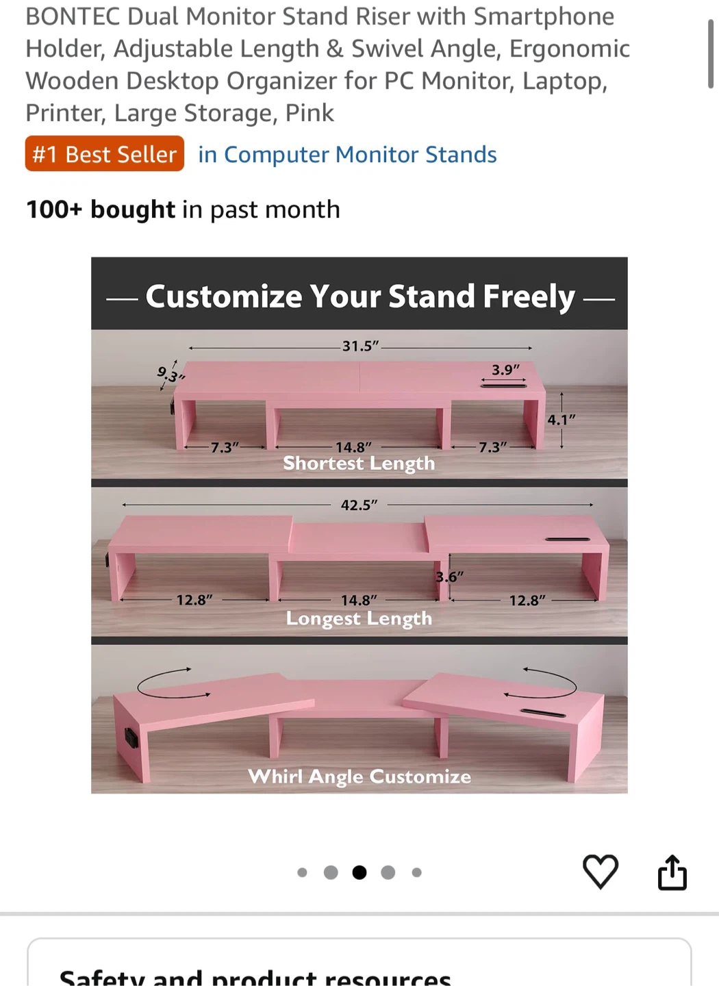 Pink Dual Monitor Riser