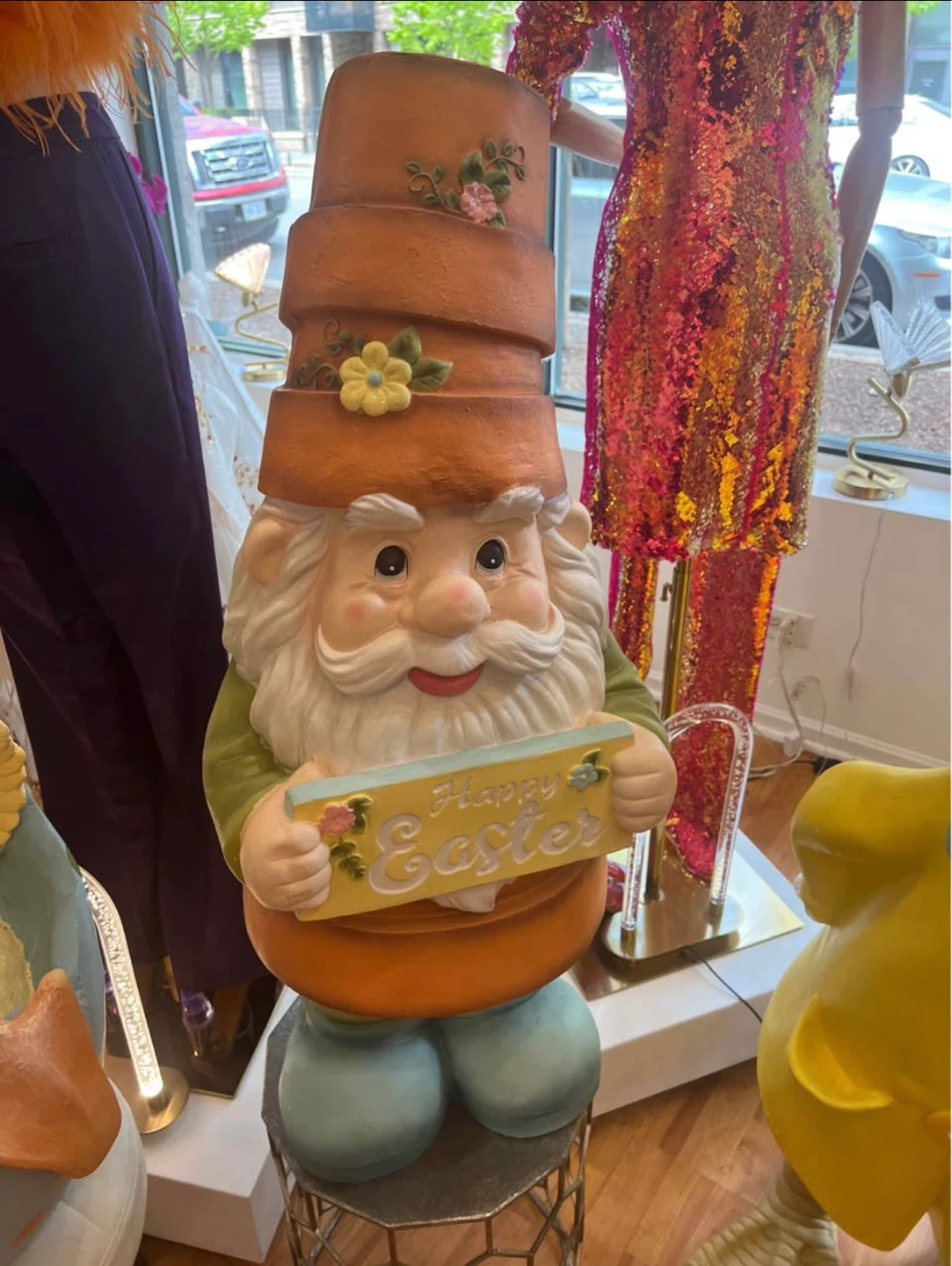 Cute Yellow Duck Statue with Umbrella - photo 3