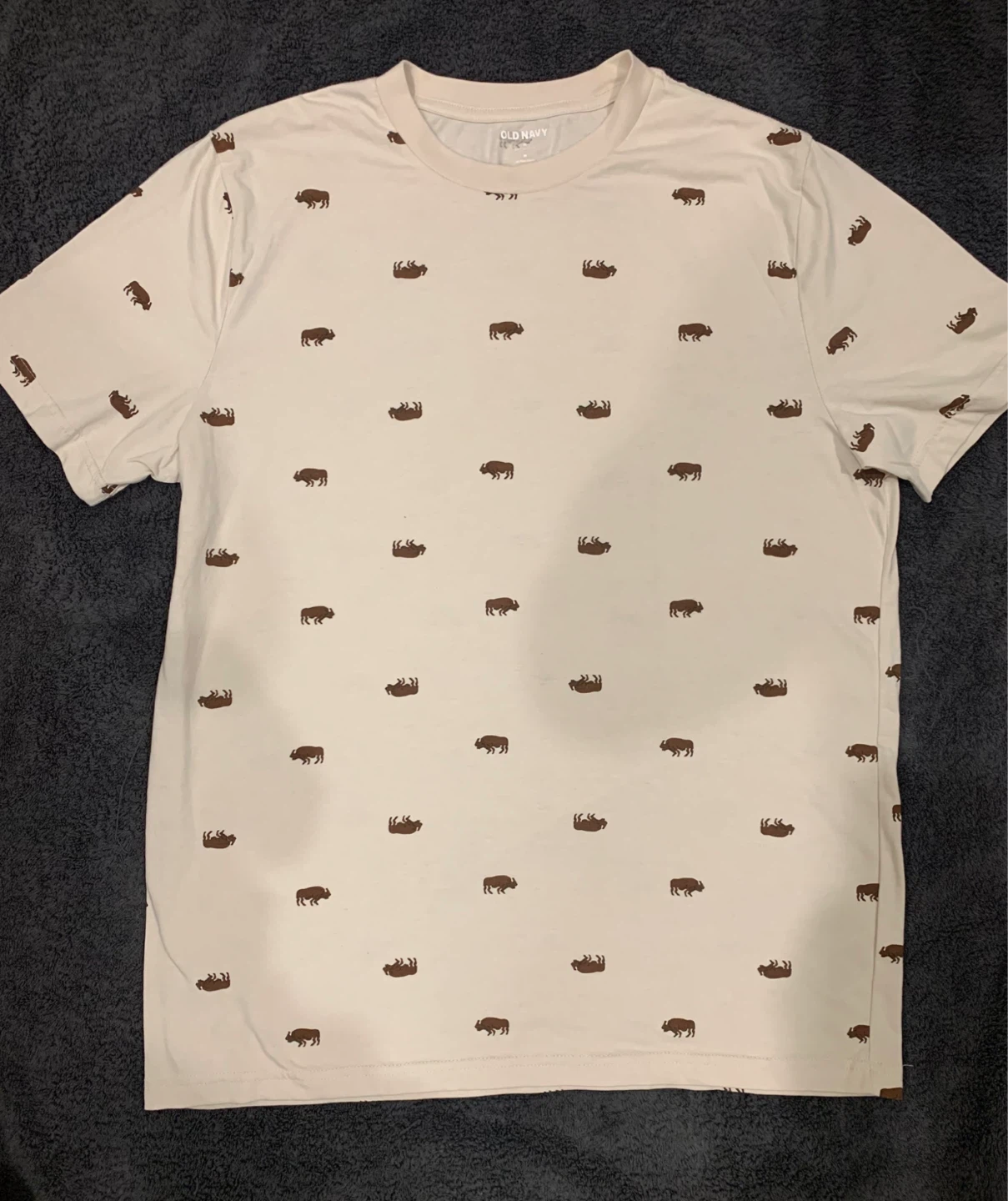 Old Navy Cream Bison Print T-Shirt