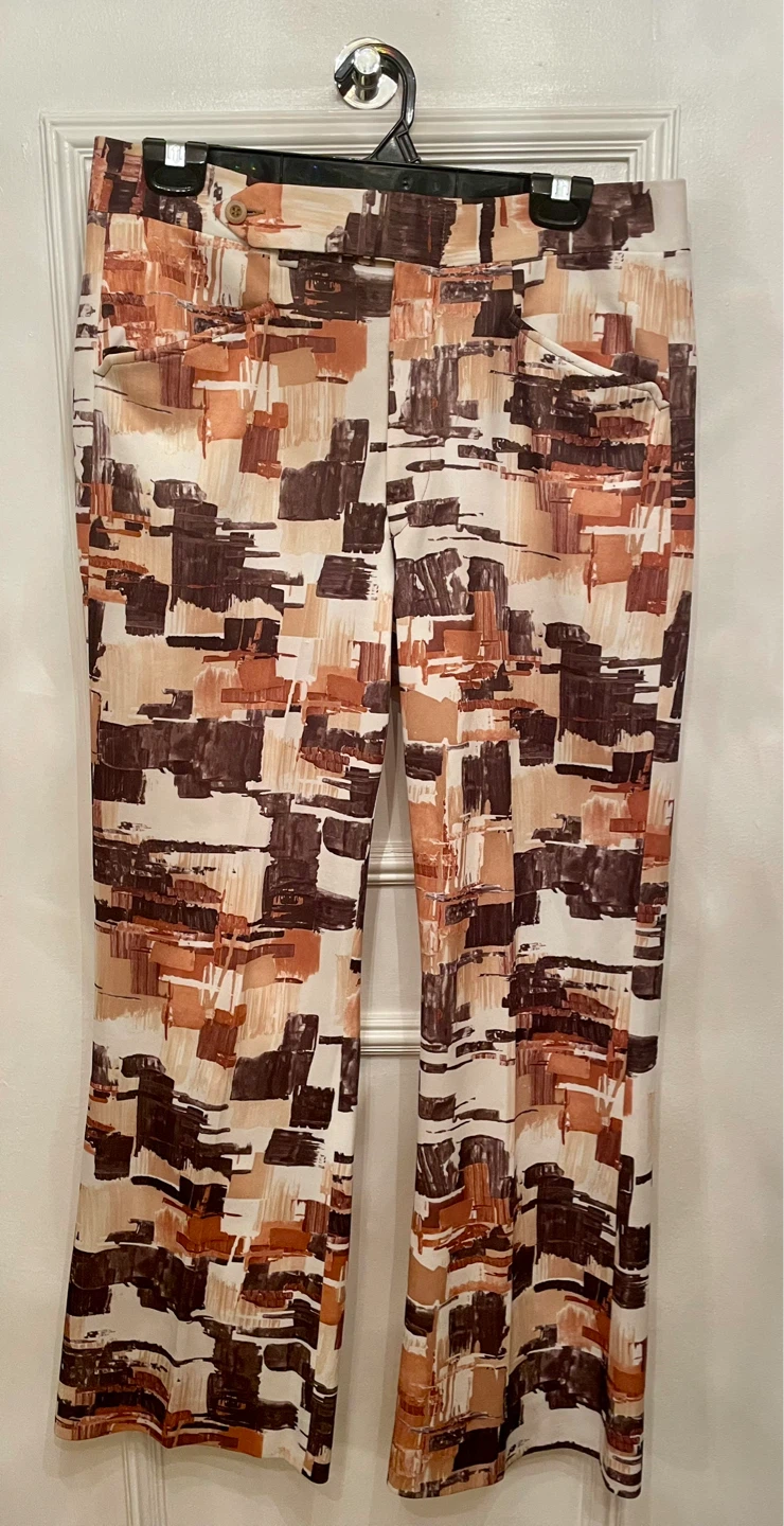 Vintage abstract print wide-leg trousers