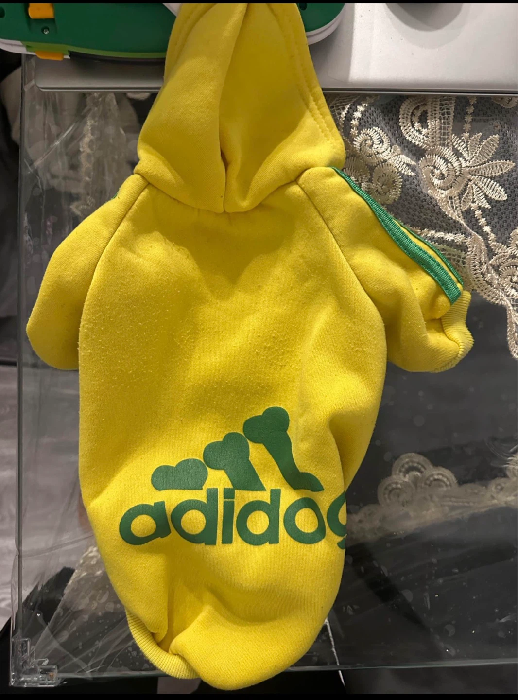 Yellow Adidas Dog Hoodie ⚽ - photo 2