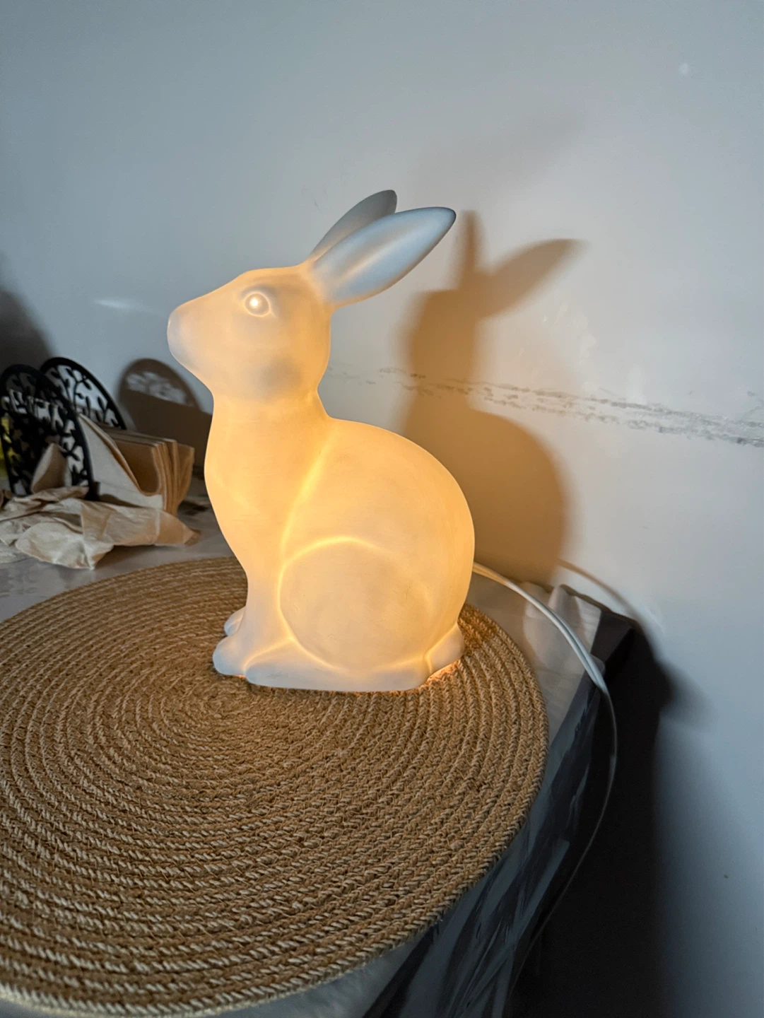 White Ceramic Bunny Lamp - photo 3