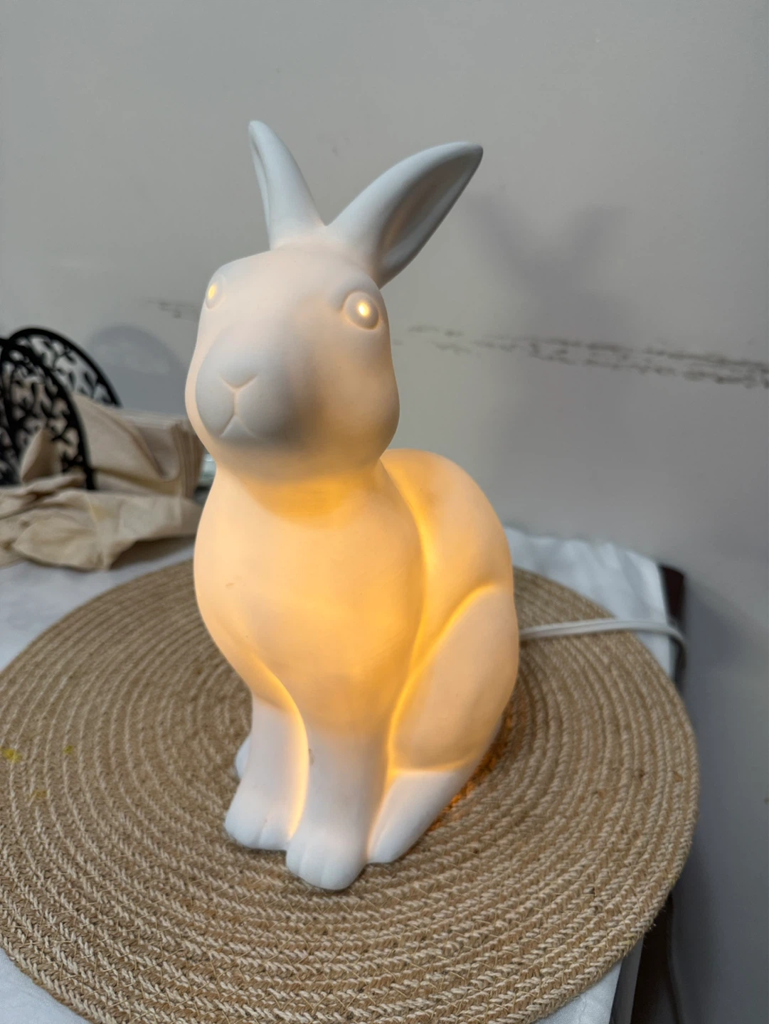 White Ceramic Bunny Lamp - photo 5