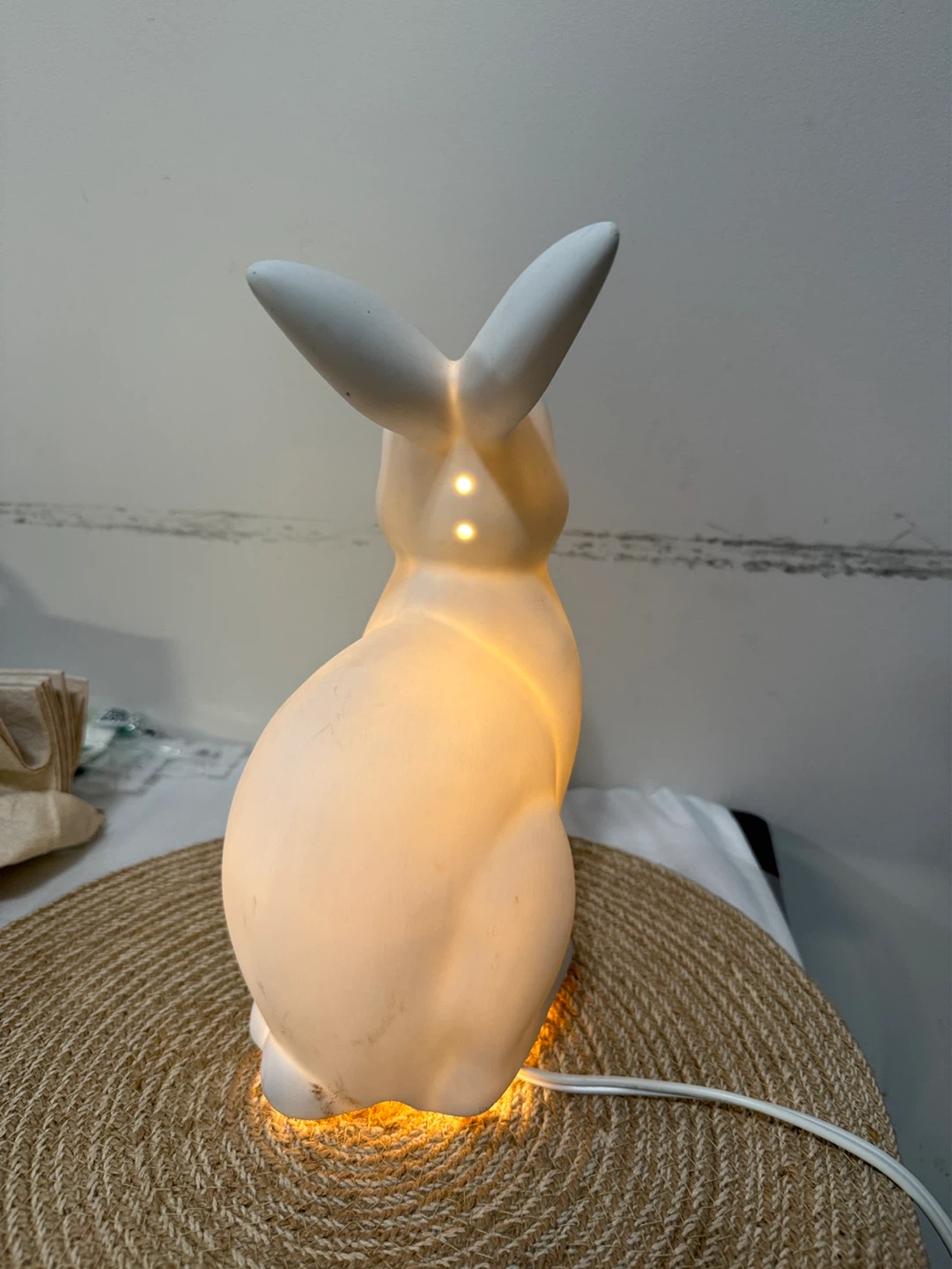 White Ceramic Bunny Lamp - photo 4