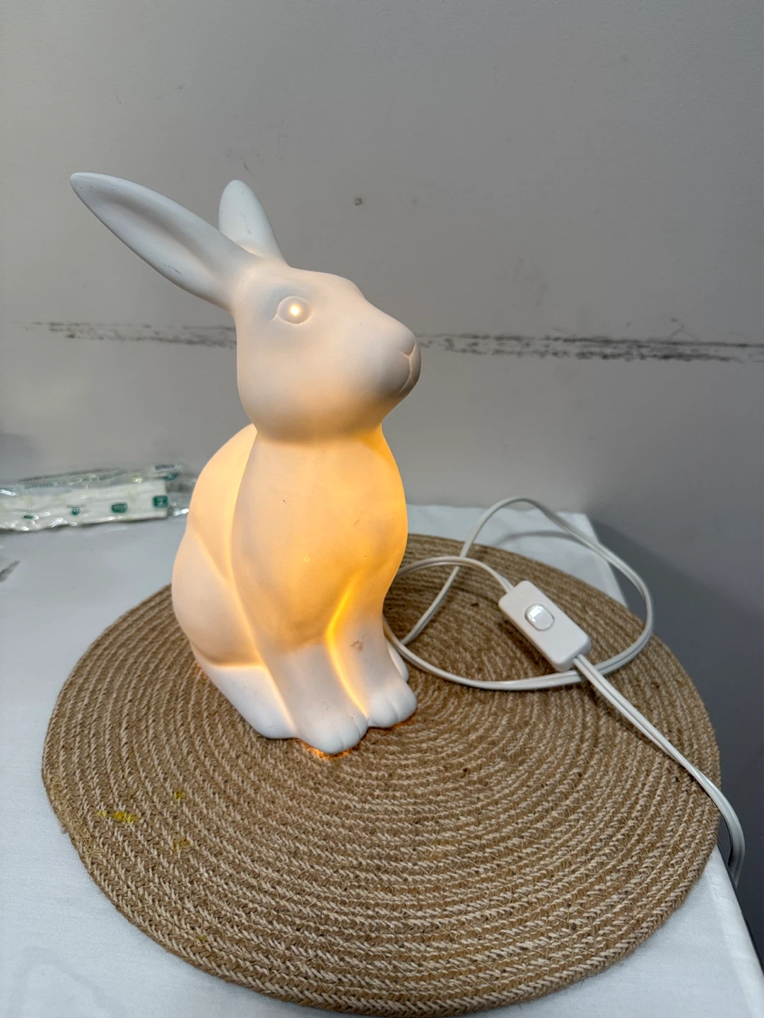 White Ceramic Bunny Lamp - photo 2