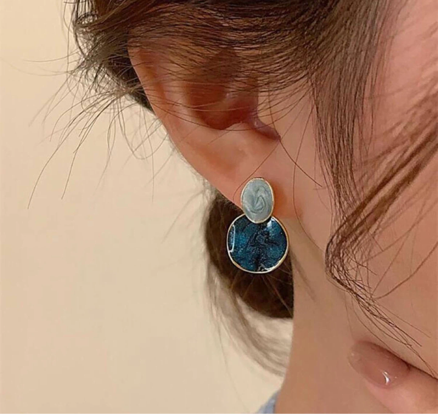 Blue marble drop earrings - photo 5