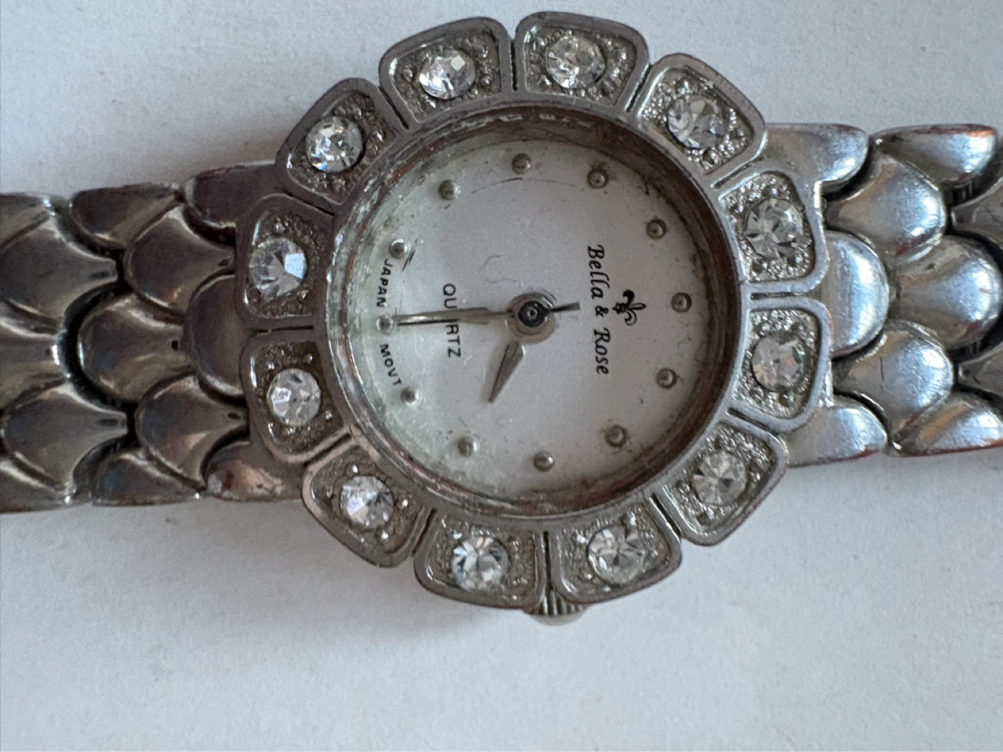 Bella & Rose Quartz Watch with Rhinestones