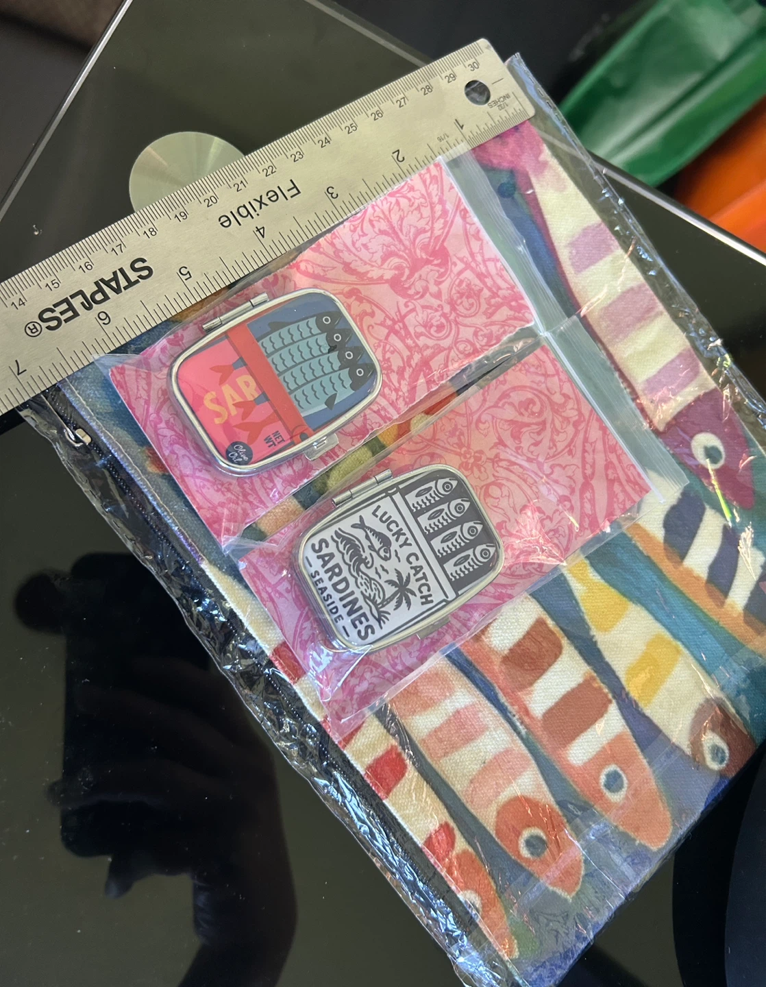 Fish Print Bag and Sardine Pill Boxes - photo 2