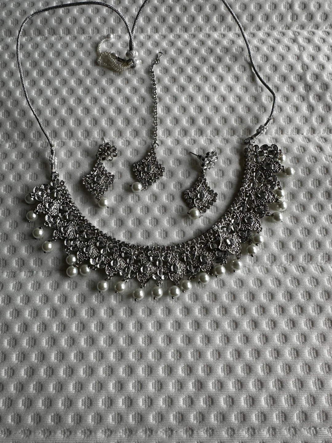 ⚽silver tone choker necklace set - photo 3