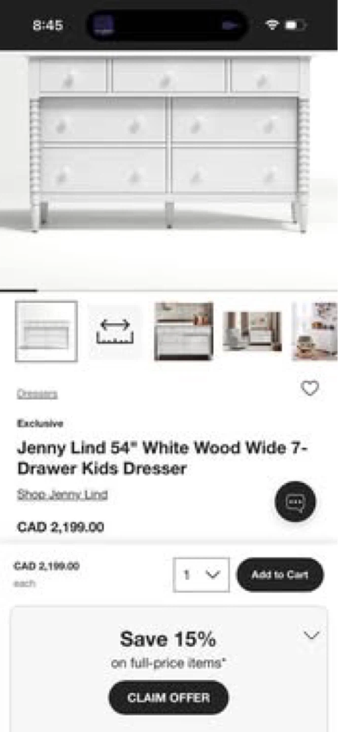 Jenny Lind 54” white wood wide 7 drawer kids dresser - photo 4