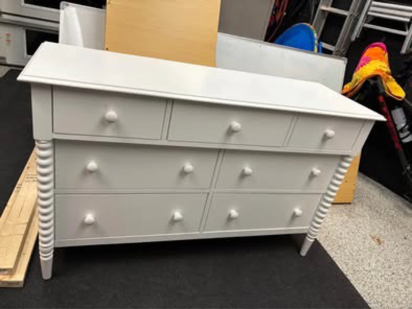 Jenny Lind 54” white wood wide 7 drawer kids dresser