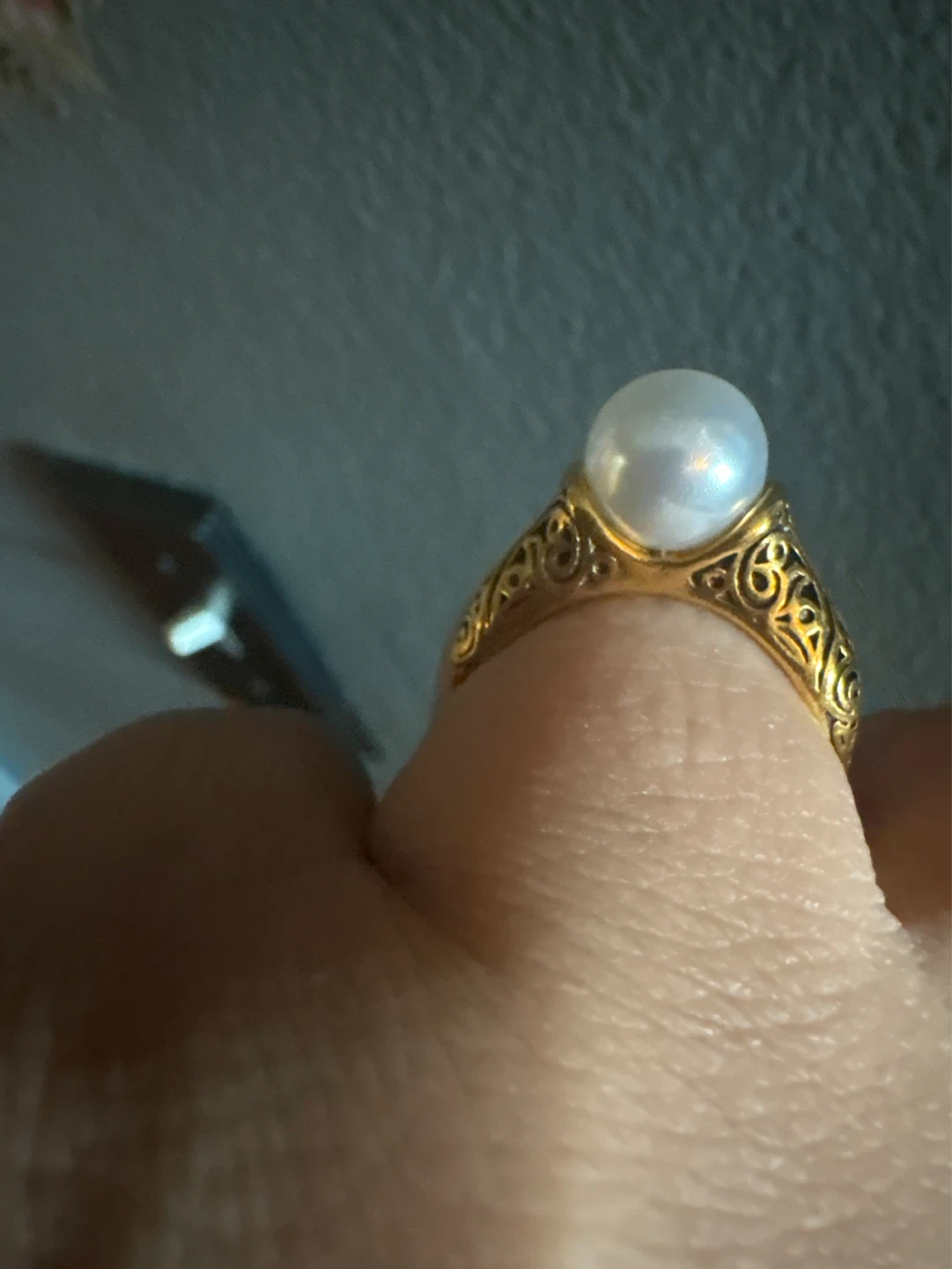 ⚽️ Vintage Gold Tone Ring with White Pearl - photo 5