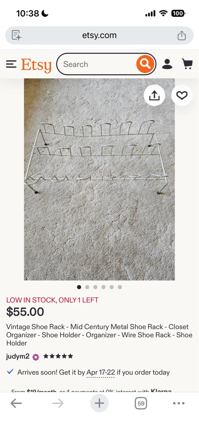 Late MCM/Vintage Freestanding Shoe Rack - photo 2