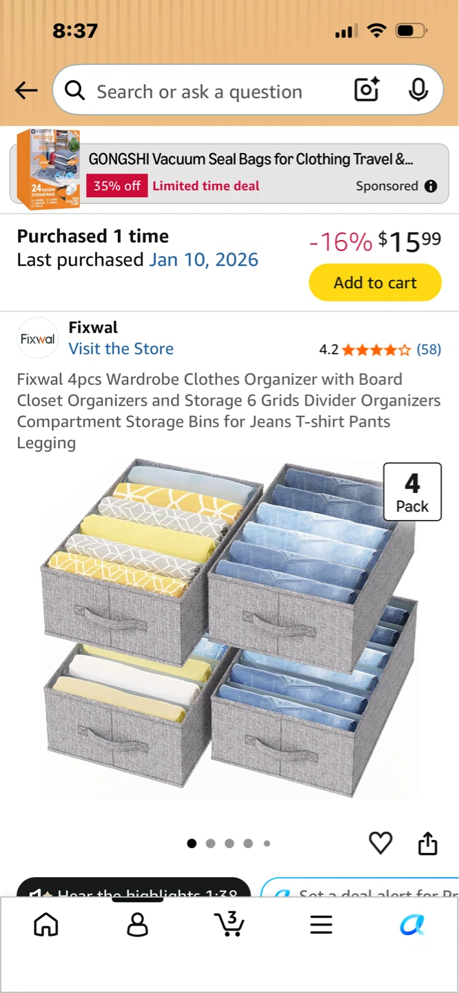 Fixwal 4 Pack Wardrobe Clothes Organizers - photo 2