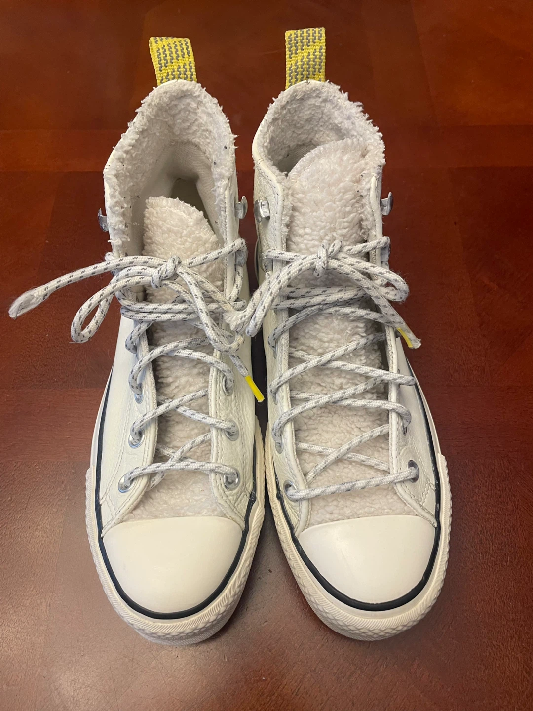 Converse women’s 8 leather platform high tops white - photo 4