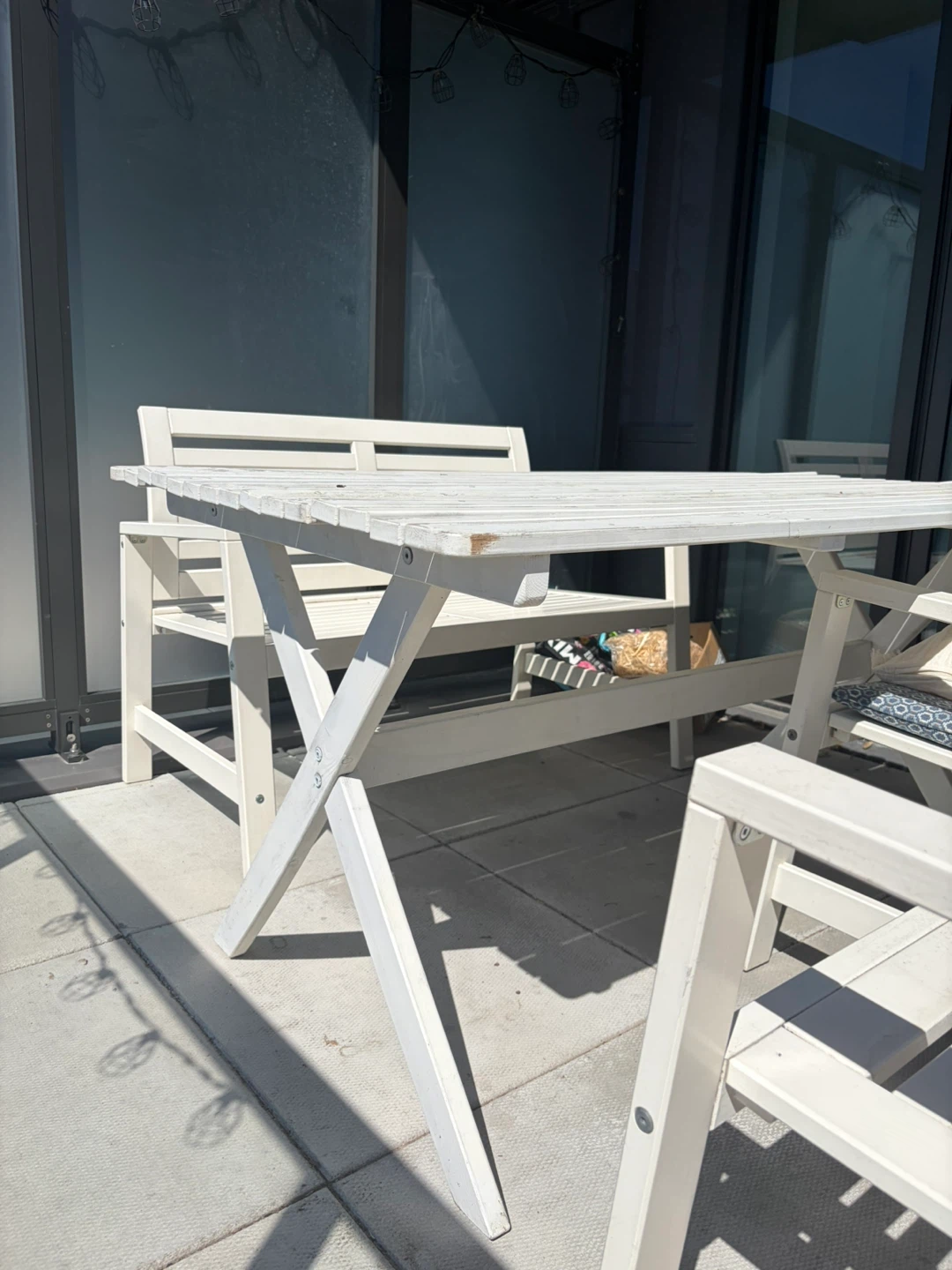 White Outdoor Bistro Set - Table and Chairs - photo 3