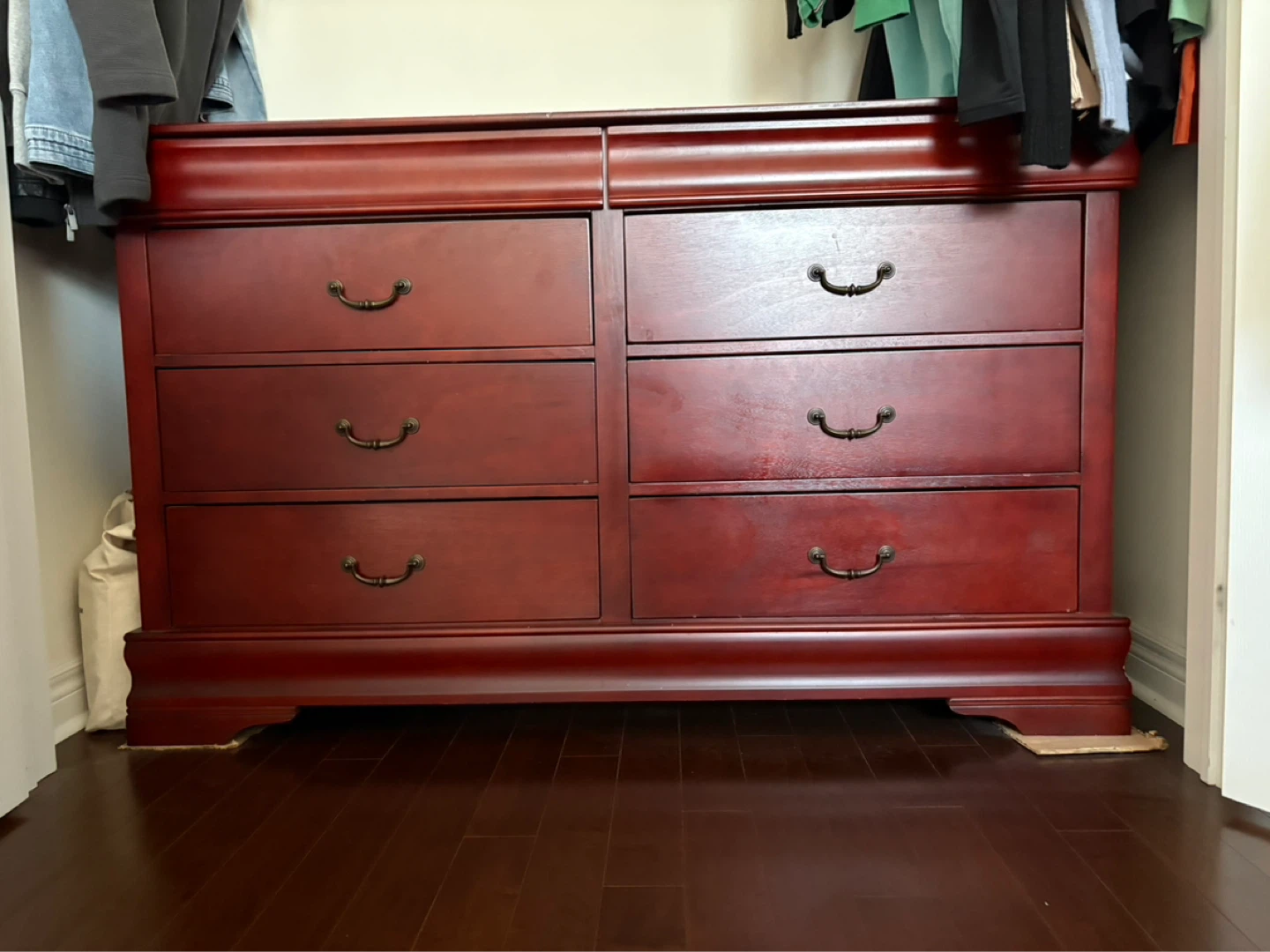 Cherry Wood Dresser with 6 Drawers