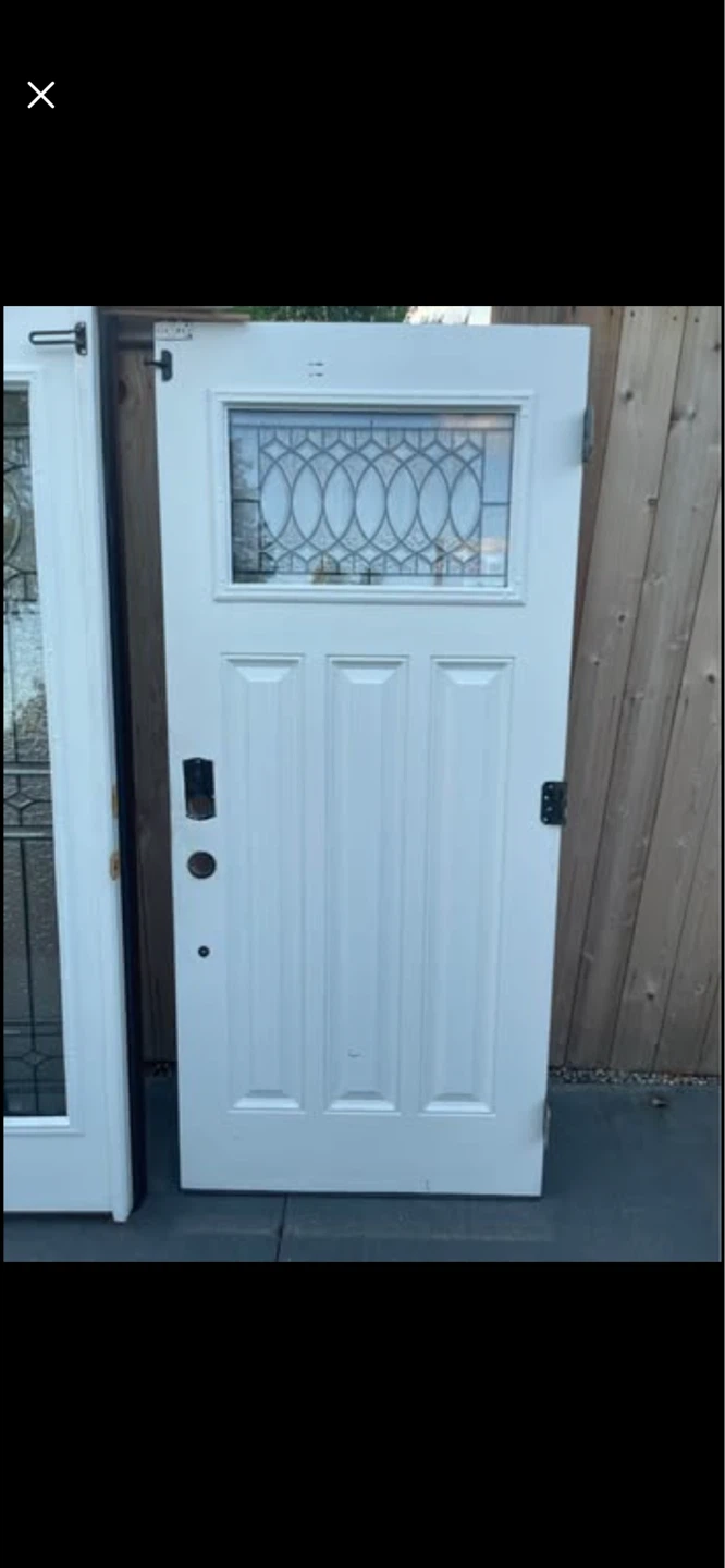 White Entry Door with Decorative Glass Panel - photo 2