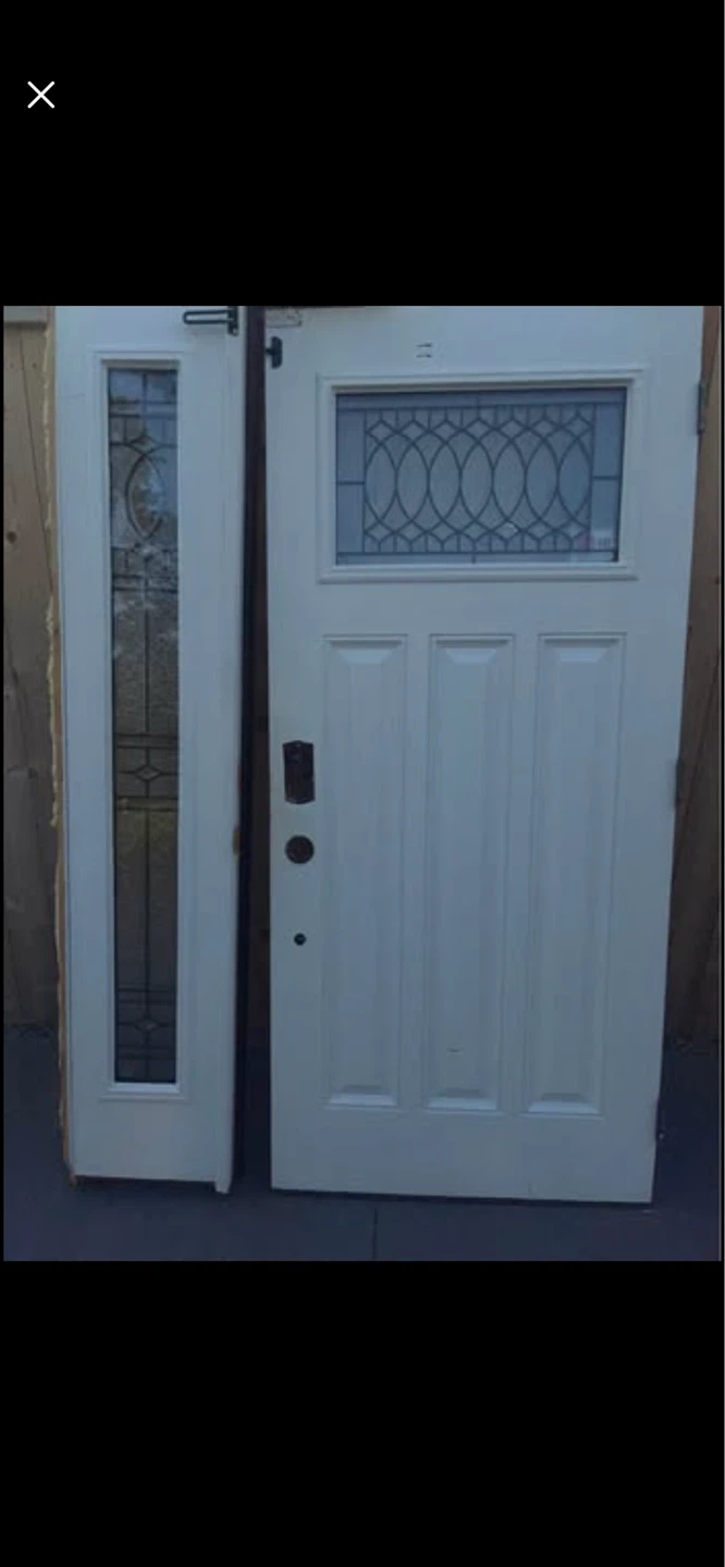 White Entry Door with Decorative Glass Panel - photo 3