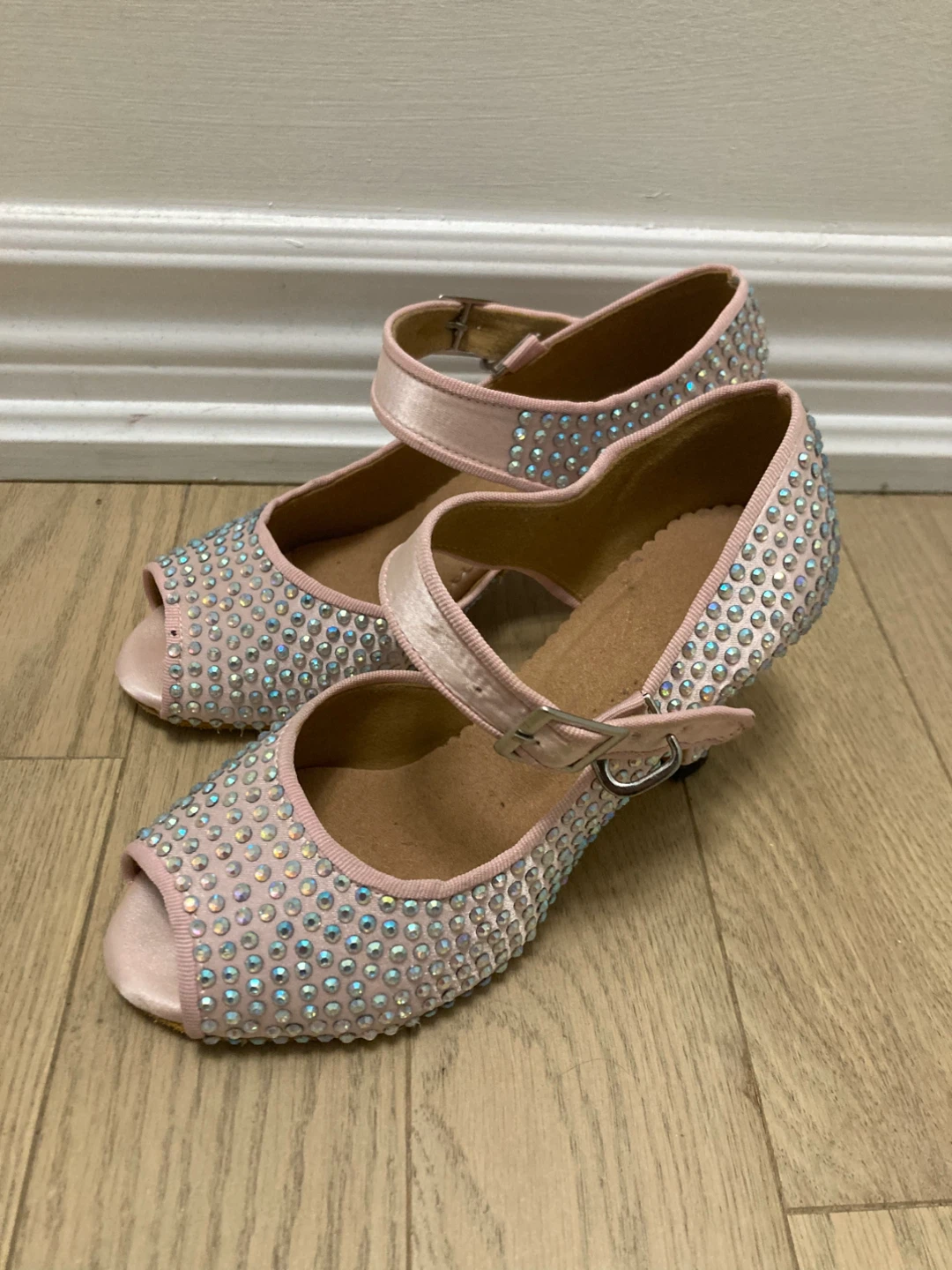 ⚽️kids Pink Rhinestone Dance Shoes - photo 3