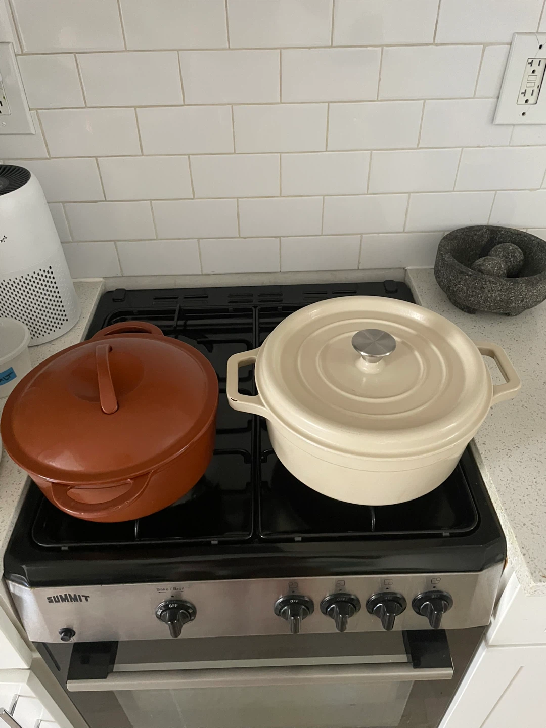 Set of 2 Dutch Ovens - Cream and Terracotta