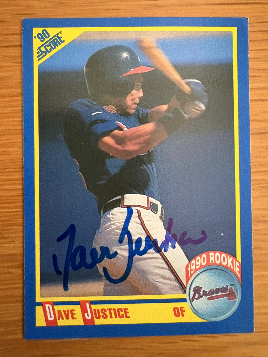 1990 Score Dave Justice Baseball Card Autographed