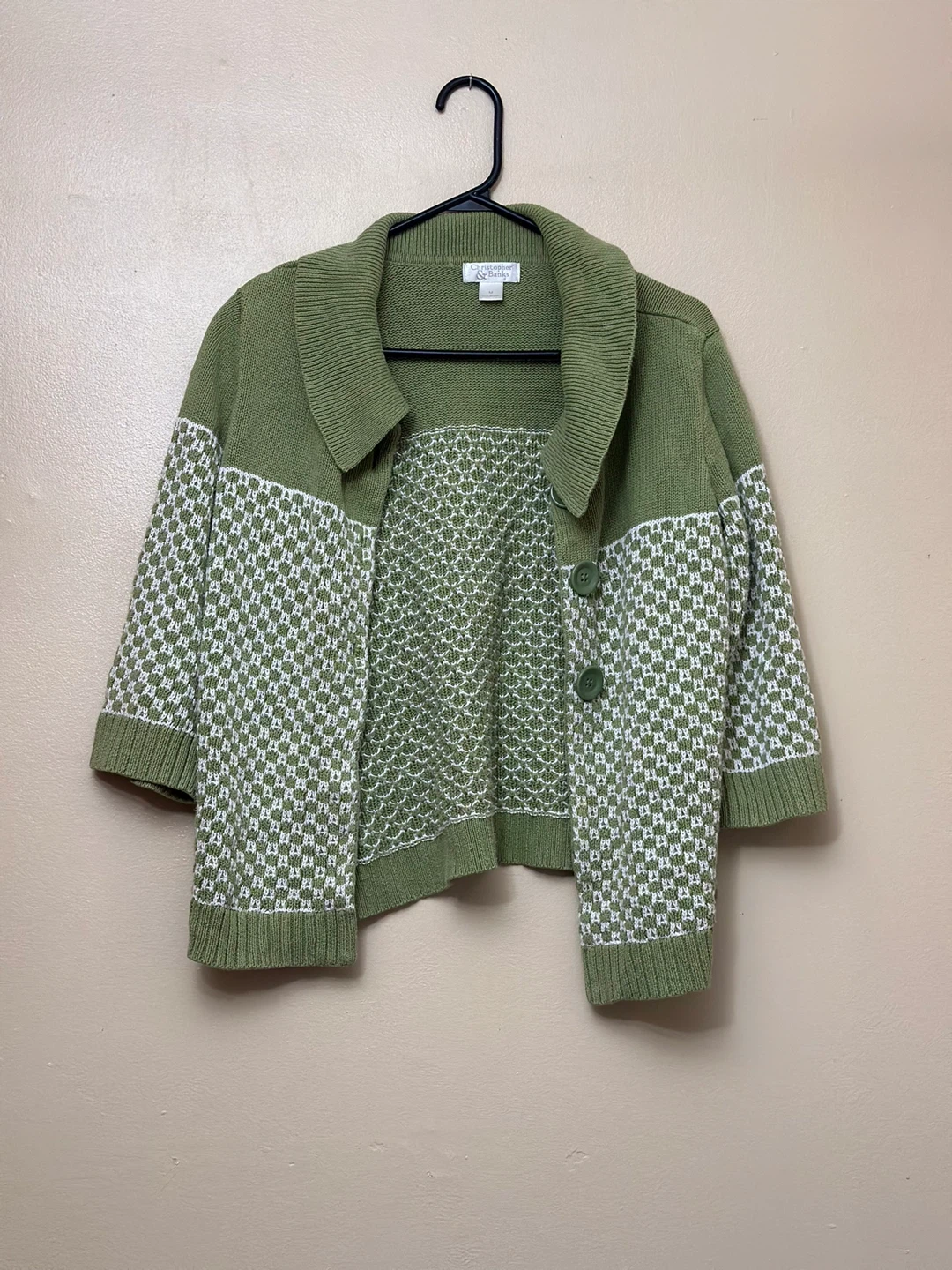 **25% OFF FAST SALE** Green & White Cardigan Women’s Medium - photo 2