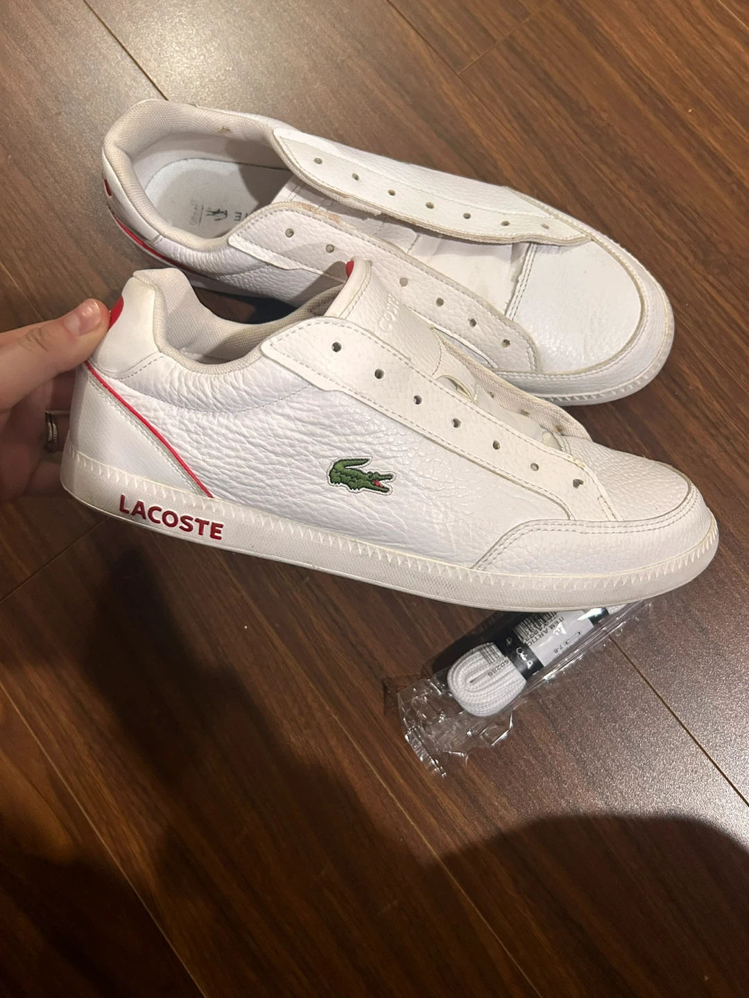Lacoste men’s sneakers size 9 - cleaned + new laces - photo 4