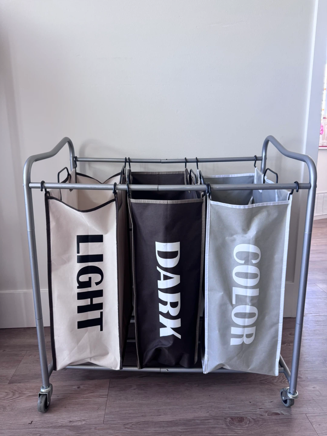 3-Bin Rolling Laundry Sorter Cart