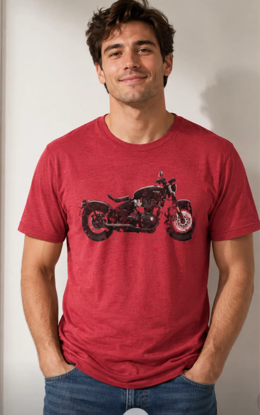 Bella + Canvas Red Motorcycle Graphic T-Shirt XL