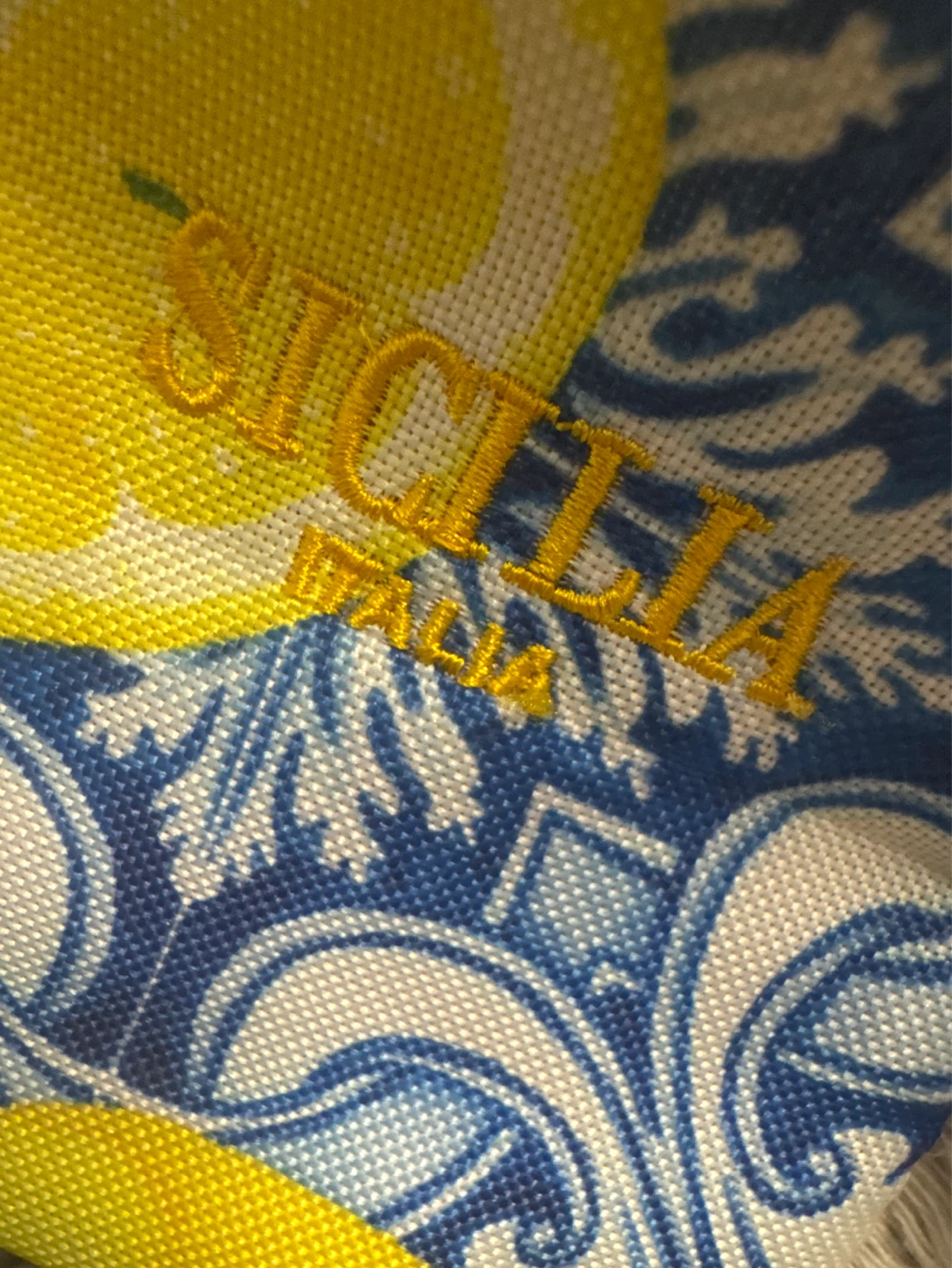 Sicilia Italia Lemon Print Tote Bag with Fringe - photo 2