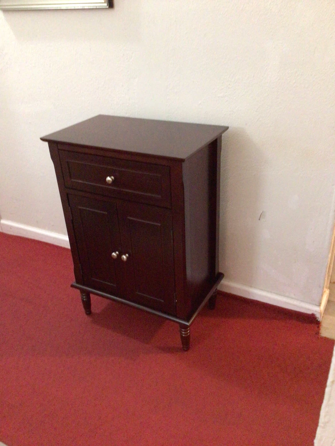 Mahogany Nightstand with Drawer and Cabinet
