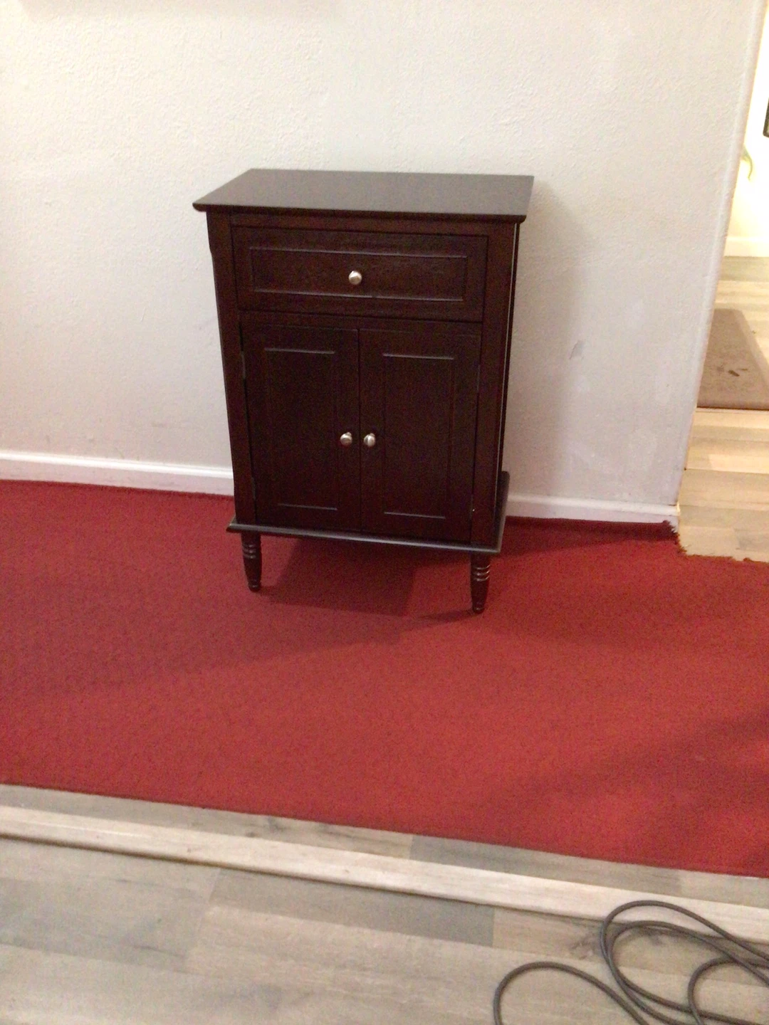 Mahogany Nightstand with Drawer and Cabinet - photo 2