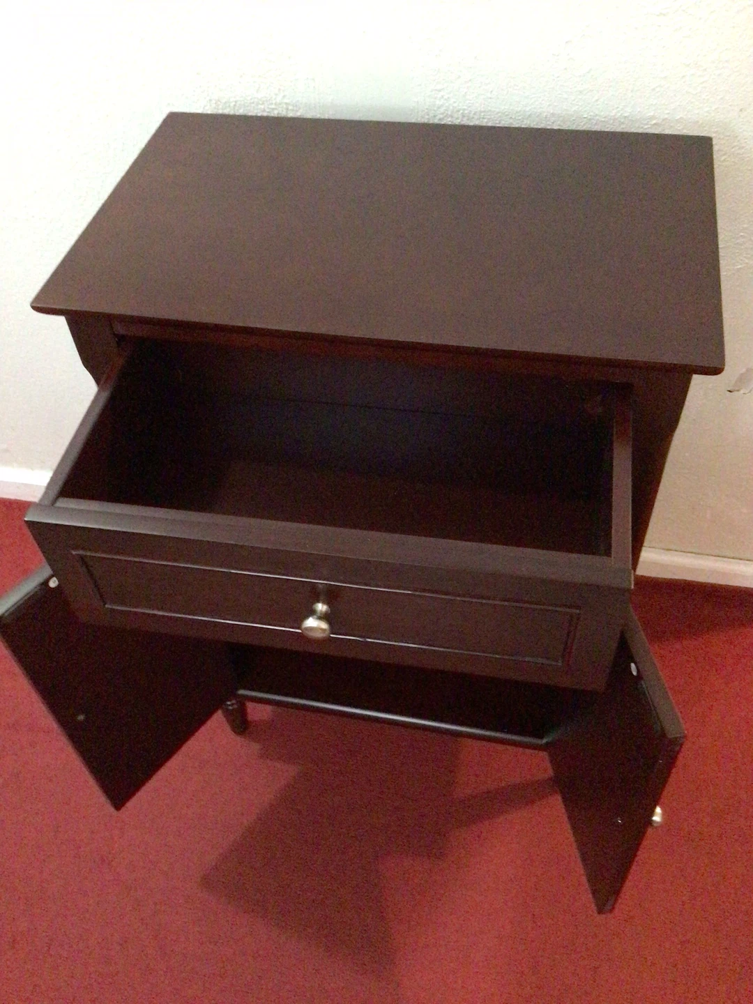 Mahogany Nightstand with Drawer and Cabinet - photo 4