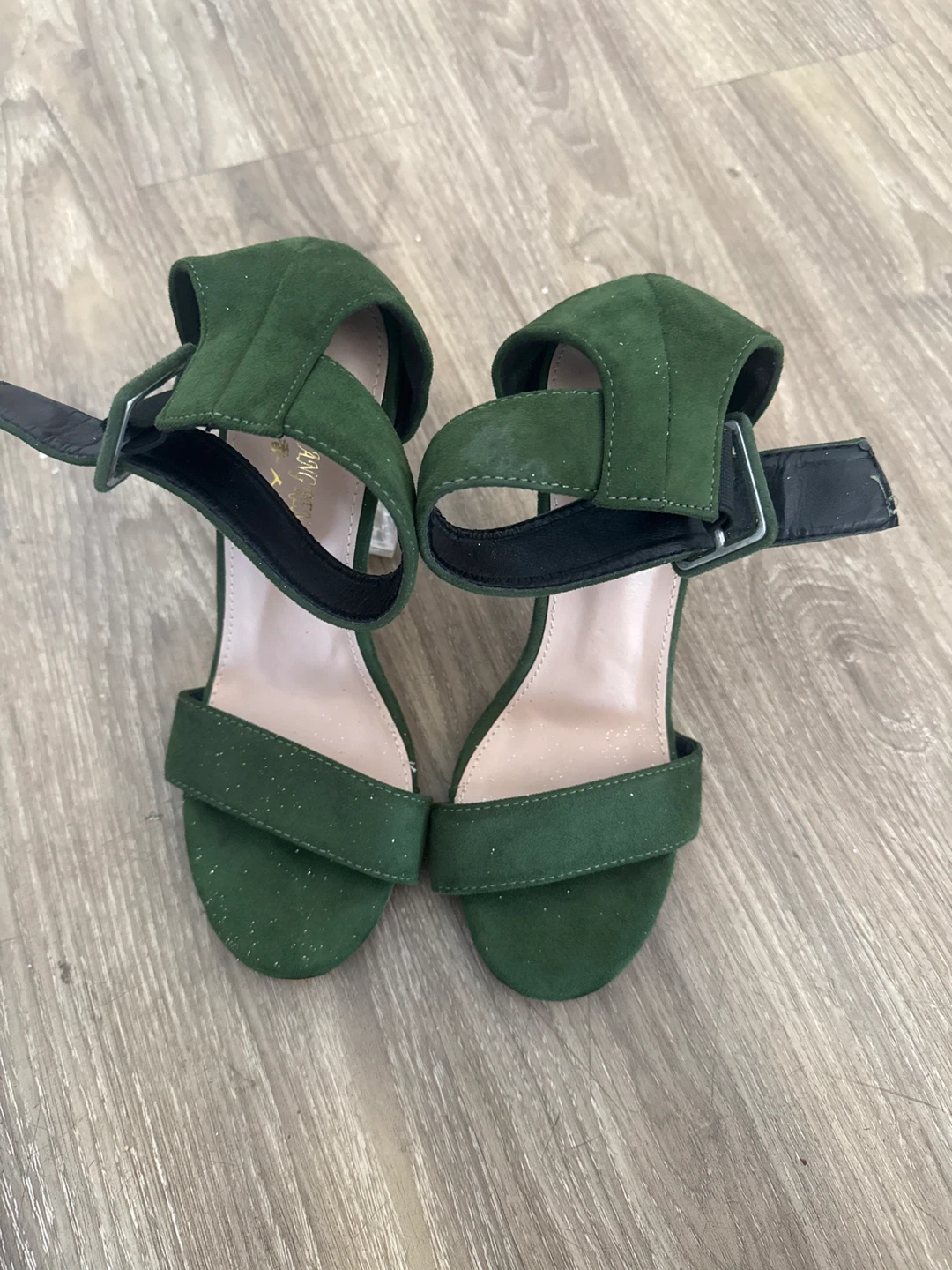 Green Block Heel Sandals